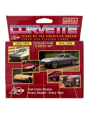 Vintage Corvette Playing Cards 2 Deck Set Hoyle Sealed Poker Size 40 Years